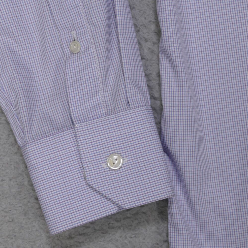Eton Dress Shirt Mens 15 Slim Blue Pink Plaid Long Sleeve - Picture 3 of 15